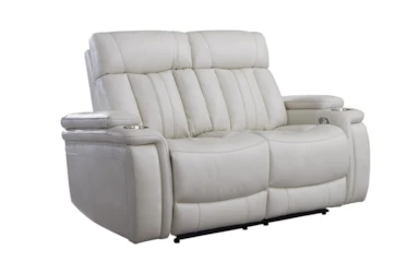 Floyd Ivory 64" Power Reclining Loveseat With Cupholders, Power Headrest & USB