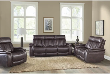 Floyd Brown 88" Power Reclining Sofa with Dropdown Console, Cupholders, Power Headrest & USB