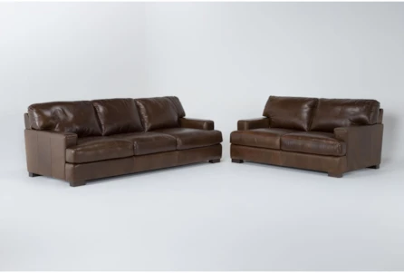 Grisham Leather 2 Piece Sofa And Loveseat Set