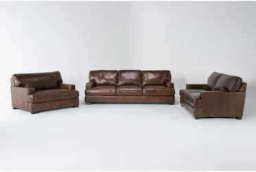 Grisham Leather 3 Piece Sofa, Loveseat & Oversized Chair Set