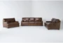 Grisham 100% Top Grain Italian Leather 3 Piece Sofa, Loveseat & Oversized Chair Set - Signature