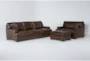 Grisham 100% Top Grain Italian Leather 3 Piece Sofa, Oversized Chair, & Ottoman Set - Signature