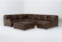 Grisham 100% Top Grain Italian Leather 142" 4 Piece Modular Sectional with Right Arm Facing Chaise & Cocktail Ottoman - Signature