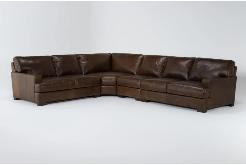 Grisham 100% Top Grain Italian Leather 142" 4 Piece Modular Sectional - 360