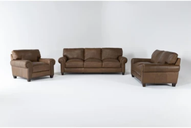 Foley Leather 3 Piece Sofa, Loveseat & Chair Set