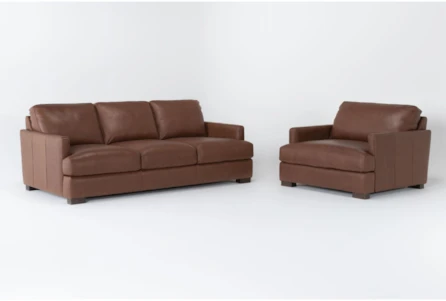 Atwood Leather 2 Piece Sofa And Oversized Chair Set
