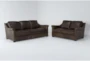 Langston Leather 2 Piece Sofa And Loveseat Set - Signature