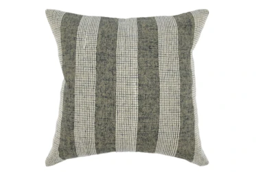 26X26 Green + Ivory Woven Stripe Throw Pillow