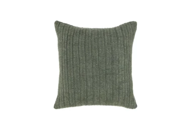 22X22 Green Stone Washed Flax Woven Throw Pillow