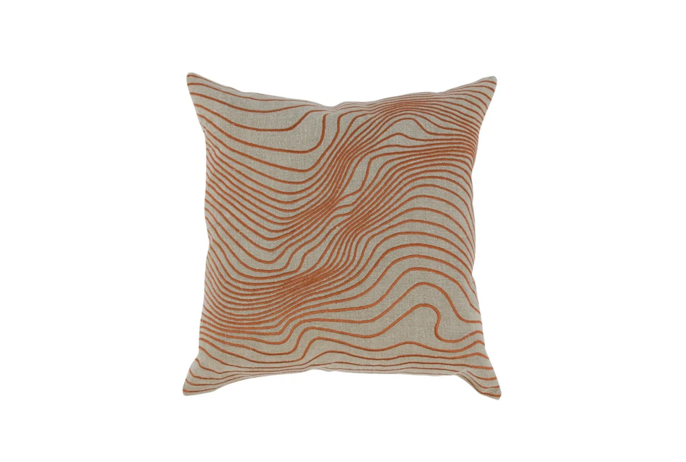 22X22 Terra Cotta Embroidered Wave Throw Pillow