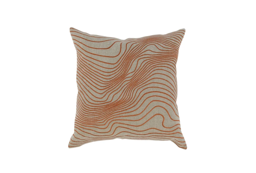 22X22 Terra Cotta Embroidered Wave Throw Pillow - 360