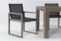 Malaga II Natural Rectangle Metal 80" Outdoor Dining Table With Sling Back Chairs Set For 4  - Detail