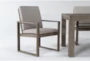 Malaga II Natural Rectangle Metal 80" Outdoor Dining Table With Arm Chairs Set For 6 - Detail