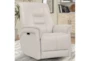Crew Ivory Leather Power Cordless Swivel Glider Recliner With Power Headrest & Usb - Room