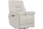 Crew Ivory Leather Power Cordless Swivel Glider Recliner With Power Headrest & Usb - Signature