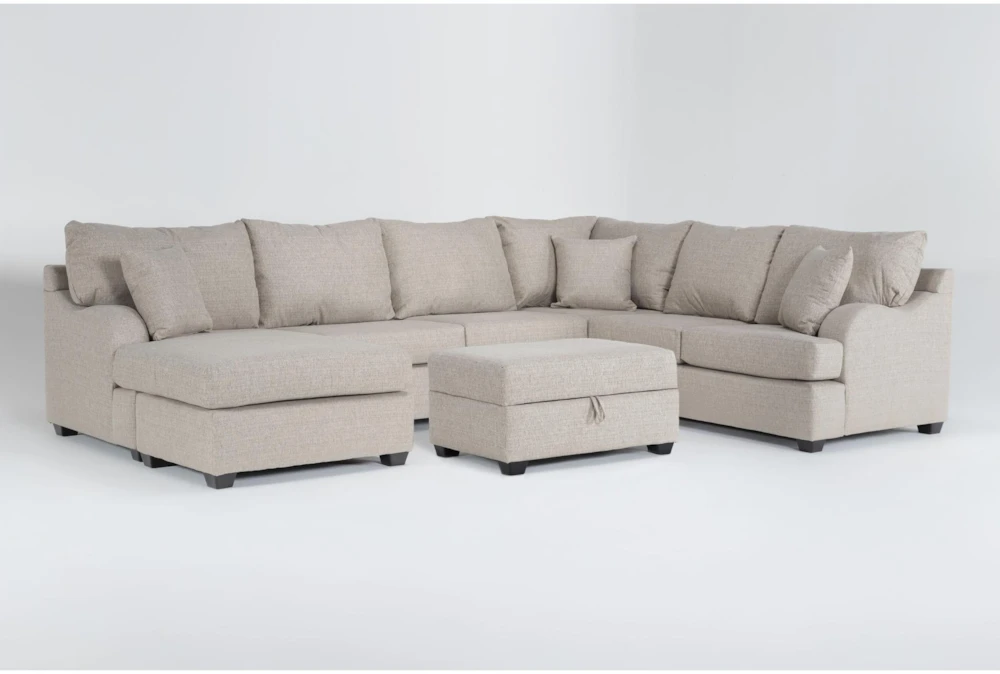 Esteban II 138" 2 Piece Sectional with Left Arm Facing Queen Sleeper Sofa Chaise & Storage Ottoman