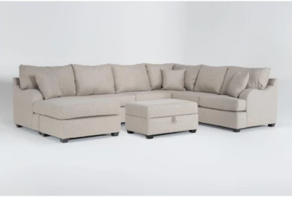 Esteban II 138" 2 Piece Sectional with Left Arm Facing Queen Sleeper Sofa Chaise & Storage Ottoman - Signature
