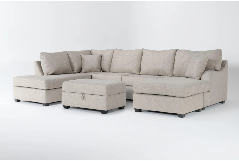Esteban II 2 Piece Sectional with Right Arm Facing Sofa Chaise, Left Arm Facing Corner Chaise & Storage Ottoman