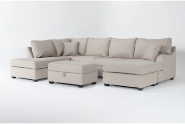 Esteban II 138" 2 Piece Sectional With Right Arm Facing Sleeper Sofa Chaise, Left Arm Facing Corner Chaise & Storage Ottoman