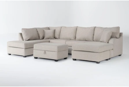 Esteban II 138" 2 Piece Sectional With Right Arm Facing Sleeper Sofa Chaise, Left Arm Facing Corner Chaise & Storage Ottoman