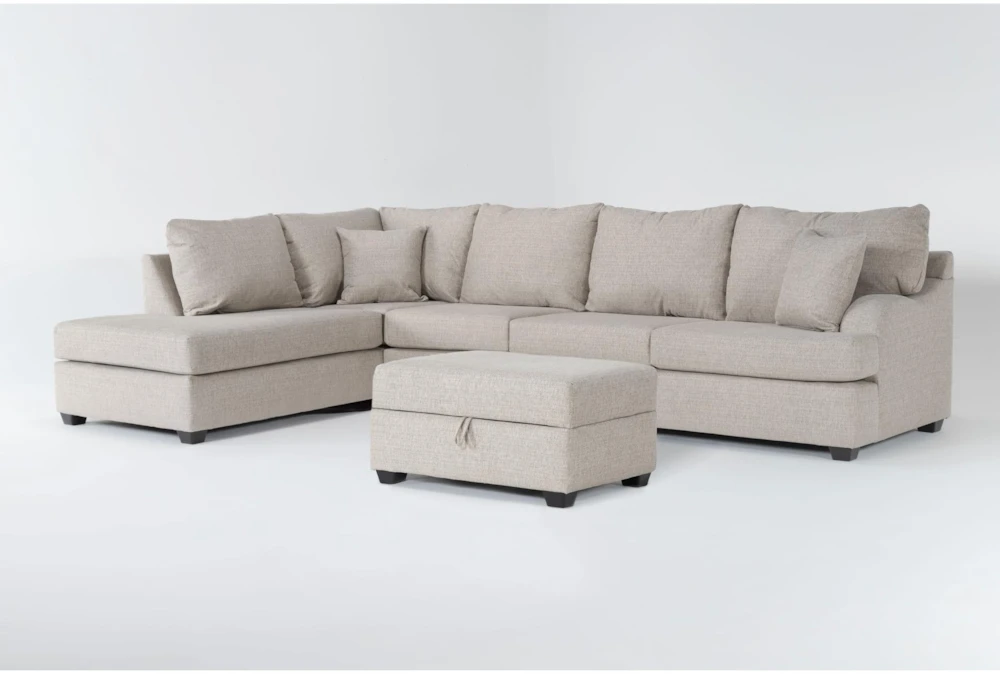 Esteban II 138" 2 Piece Sectional with Right Arm Facing Queen Sleeper Sofa,Left Arm Facing Corner Chaise & Storage Ottoman