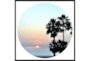 47X47 Coastal Sunset Palm With Black Frame - Signature