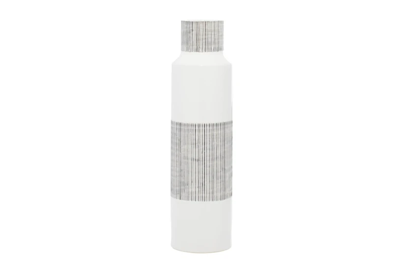 22 Inch White + Black Stripe Modern Tall Vase - 360