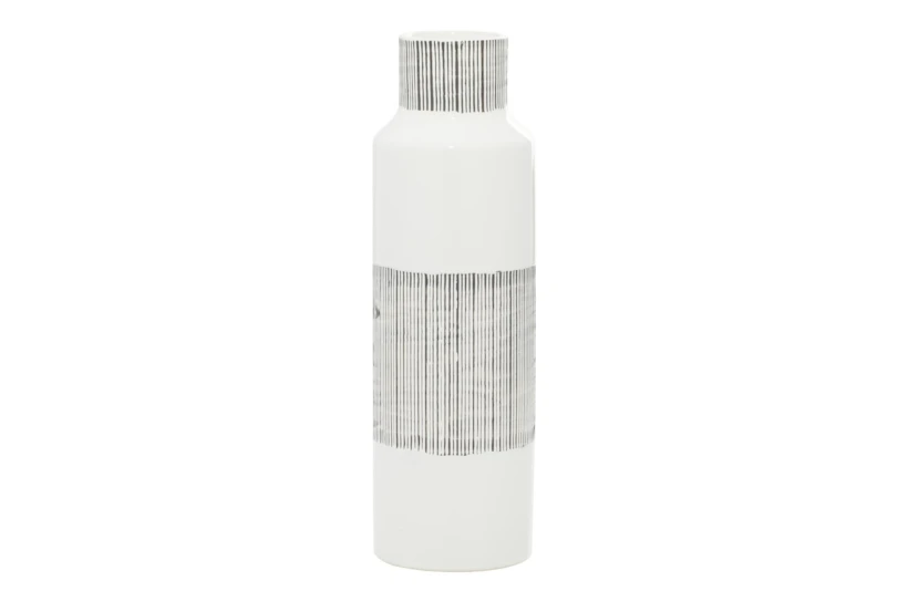 18 Inch White + Black Stripe Modern Tall Vase - 360