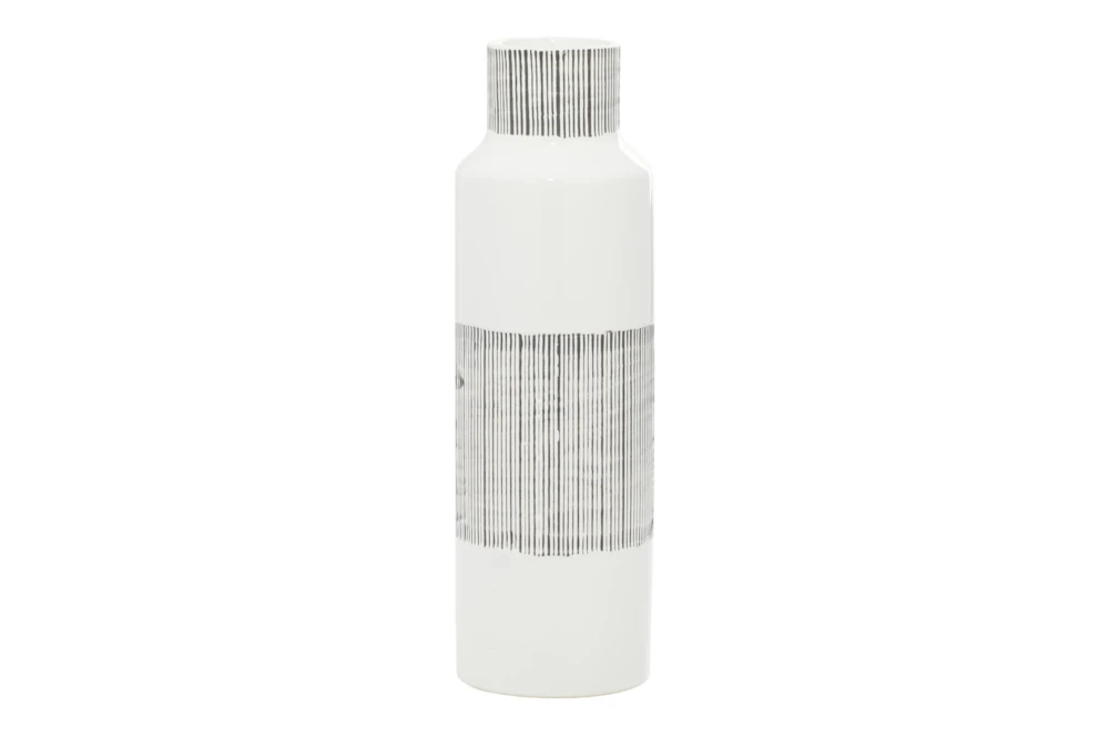 18 Inch White + Black Stripe Modern Tall Vase