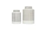 White + Black Stripe Modern Lidded Jars Set Of 2 - Back
