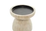 Whitewashed Cone Wood Pillar Candle Holders Set Of 3 - Detail