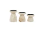 Whitewashed Cone Wood Pillar Candle Holders Set Of 3 - Front