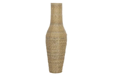 44 Inch Natural Beige Faux Seagrass Floor Vase