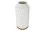 16 Inch White + Natural Teardrop Pattern Cylinder Vase - Material
