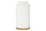 16 Inch White + Natural Teardrop Pattern Cylinder Vase - Signature