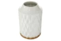 12 Inch White + Natural Teardrop Pattern Cylinder Vase - Front
