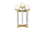 14 Inch Gold + Glass 5 Pillar Candle Holder - Front