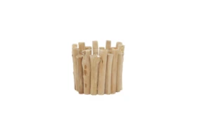 7 Inch Natural Japanese Oak + Glass Candle Holder