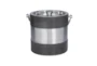 12 Inch Black Leather + Stainless Steel Ice Bucket - Back