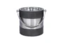 12 Inch Black Leather + Stainless Steel Ice Bucket - Signature