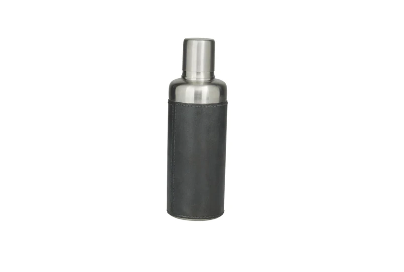 9 Inch Black Leather + Stainless Steel Cocktail Shaker - 360