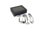 7 Piece Black Leather Bar Accessories In Leather Box - Front