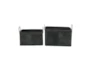 Black Leather Rectangular Baskets Set Of 2 - Front