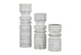 White Wash Egg + Dart Pillar Candle Holders Set Of 3 - Material