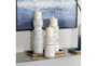 White Wash Egg + Dart Pillar Candle Holders Set Of 3 - Room