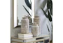 White + Natural Teardrop Pattern Decorative Canisters Set Of 3 - Room
