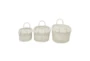 White Cotton Nautical Rope Oval Baskets Set Of 3 - Back