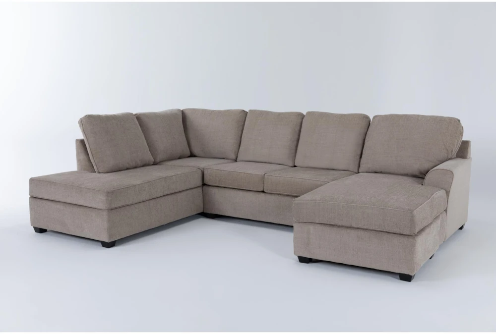 Alessandro Mocha 128" 2 Piece Sectional With Right Arm Facing Sofa Chaise & Left Arm Facing Corner Chaise