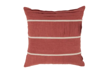22X22 Red Clay Pleated Stripe Throw Pillow
