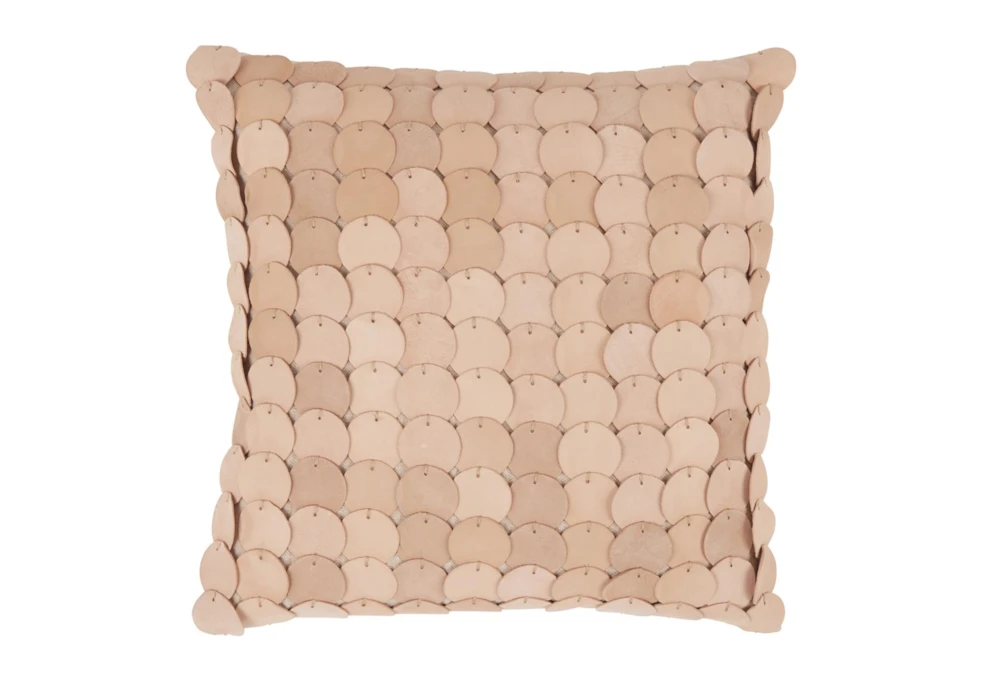 18X18 Ivory Leather Circles Throw Pillow